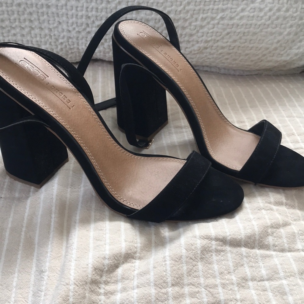 Reselling - asos black ankle wrap heels